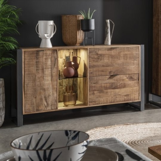 Sideboard 2 CAYRO Mangoholz 146x82x42cm massiv recycelt