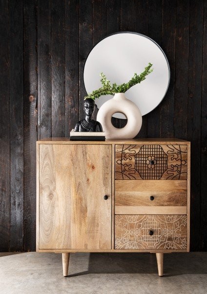 Sideboard LYN Mangoholz Altholz 90x80x40cm natur