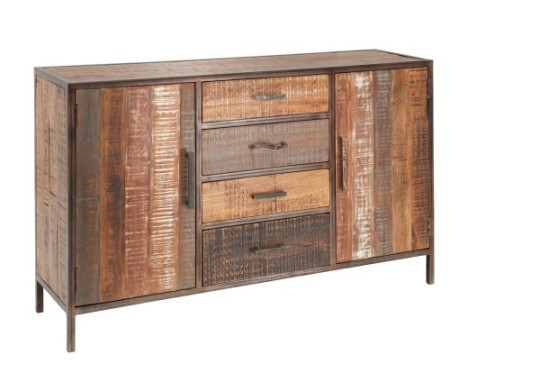 Sideboard PRIYA Altholz 150x90x40cm Massiv multifarbig vintage