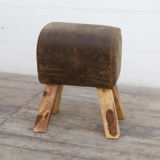 Hocker WILD echt Leder vintage Mango massiv naturfarben