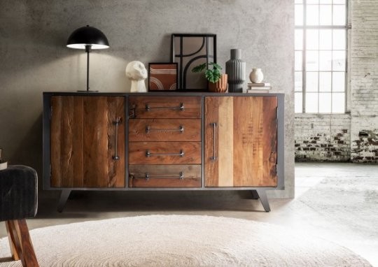 Sideboard OLDWOOD Altholz Metall 160x80x45cm