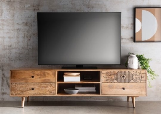 TV Board LYN Mangoholz Altholz 180x50x40cm natur